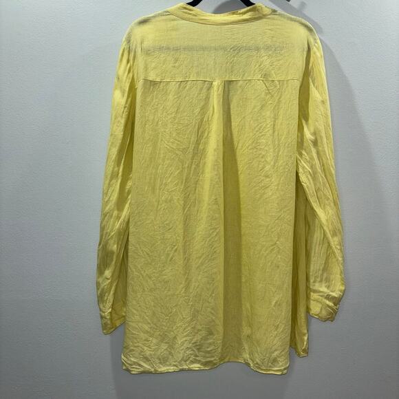 Eileen Fisher Butter Yellow 100% Irish Linen Button Down Shirt- Size Large - Picture 4 of 12